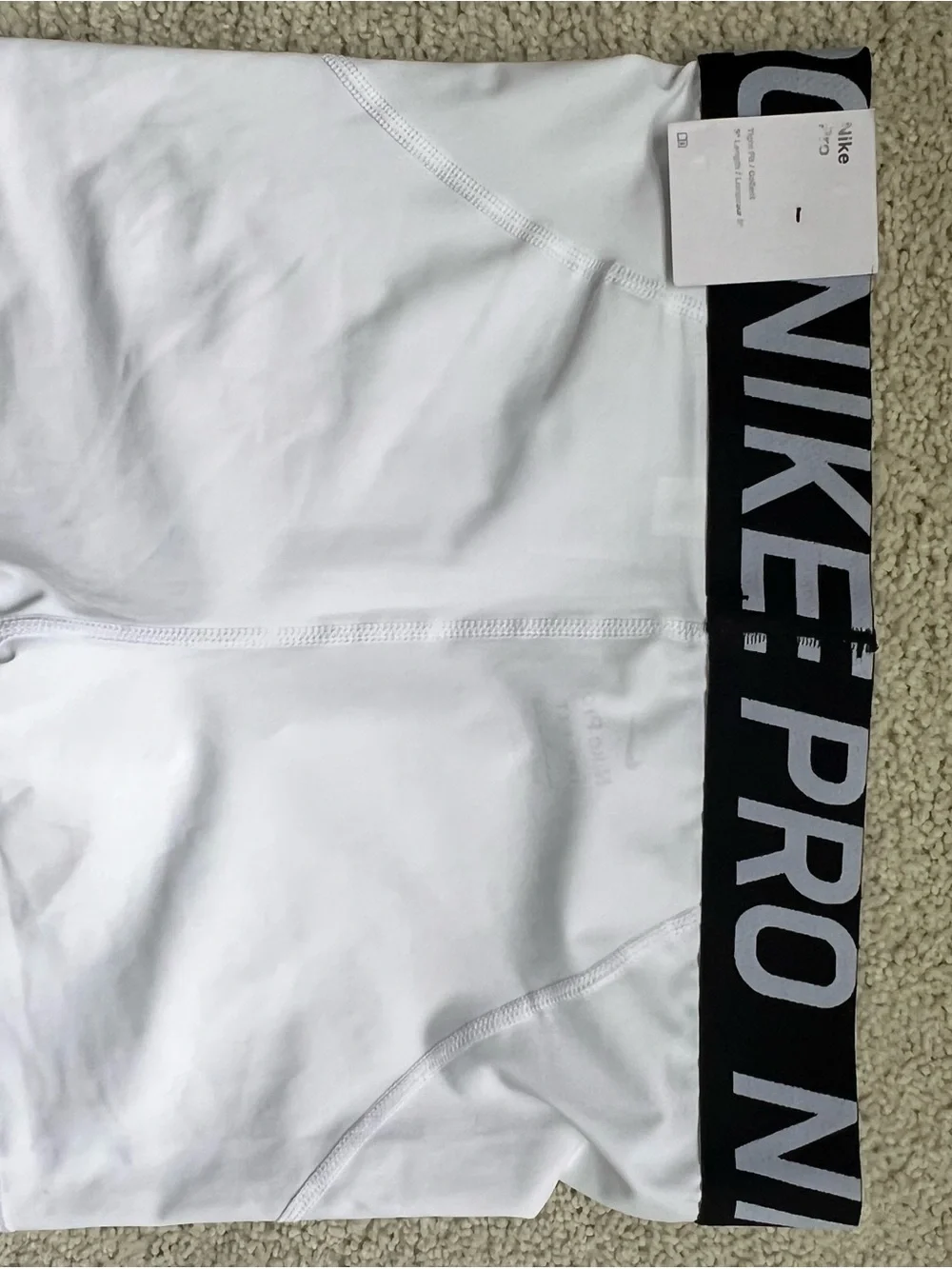 Nike White Pro Compression Bike Shorts with Black Logo Waistband